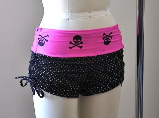 Hot Yoga Shorts Pink Scull Low Rise Workout Shorts Pole Fitness Pick