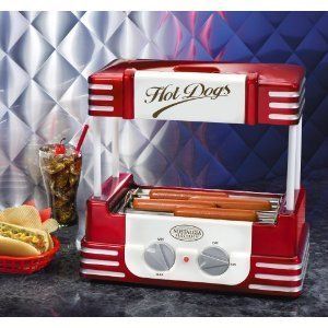 Nostalgia Electrics Hot Dog Cooker Roller Grill w/ Bun Storage FAST