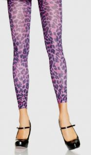  Purple and Fuschia Leopard Print Nylon One Size Legging Hosiery