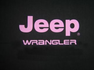 Jeep Wrangler logo direct screen printed in HOT PINK.