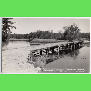 Bridge Mouth Muskegon River Houghton Lake MI Postcard