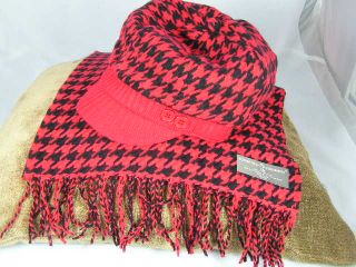 New Acrylic Houndstooth David Young Newsboy Hat Scarf Set Button