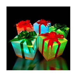 9 Christmas Holiday LED Light Up Gift Box Ornaments (slow