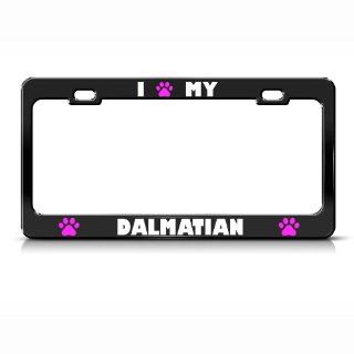Dalmatian Paw Love Pet Dog Metal License Plate Frame Tag Holder