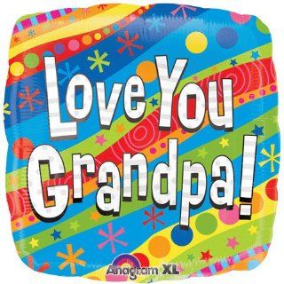 Love You Grandpa Square Dots Stars 18 Balloon Mylar