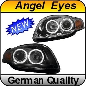 Angel Eyes Headlights Audi A4 B7 05 08 Halos Black