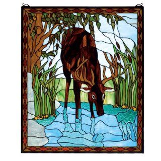 Deer in the River Stained Glass Window