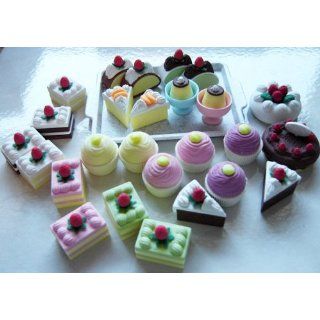 26 Mini Cakes Dessert Japanese Erasers w/ Tray Everything