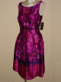 Jessica Howard Fuschia Watercolor Floral Beaded Cocktail Dress 18W