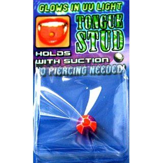 Fake Piercing Tongue Stud (Holds with Suction) Glows in UV Light