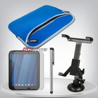 in 1 Accessory Bundle Combo for HP Touchpad Blue Sleeve Case Cover