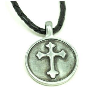 20 inch Mens Black Leather Necklace with Celtic Cross