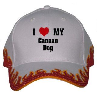 I Love/Heart Canaan Dog Orange Flame Hat / Baseball Cap