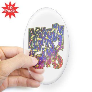Sticker Clear (Oval) (10 Pack) Mardi Gras Fat Tuesday