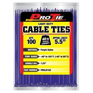  Light Duty Color Cable Tie, Purple Nylon, 100 Pack