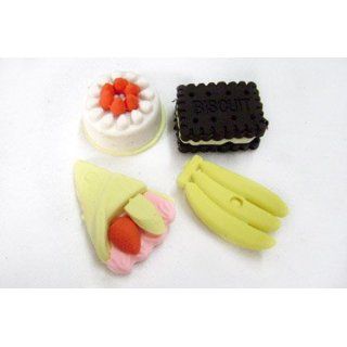 4 Piece Crepe and Cakes Erasers Toys & Games