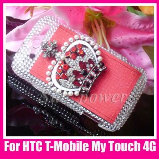 Red Rhinestone Crown Bling Crystal Case Cover for HTC T Mobile myTouch