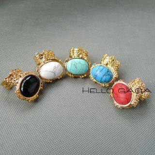 Hot！Arty Oval Knuckle Big Stone 5 Color Ring Free SHIPPIN