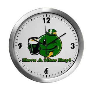 Modern Wall Clock Irish Have a Nice Day Smiley Face Beer
