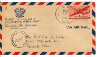 USS General Hugh L Scott Naval Cover 1945 Sailors Mail