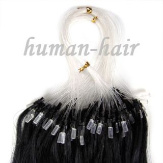  Indian Remy Loop Micro Rings Human Hair Extensions 100S #01 Jet Black