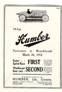 1913 Humbler Automobile Magazine Ad 14 H P