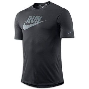 Nike Dri Fit Run S/S T Shirt   Mens   Running   Clothing   Anthracite