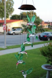 Solar Color Changing LED Hummingbird Wind Chimes