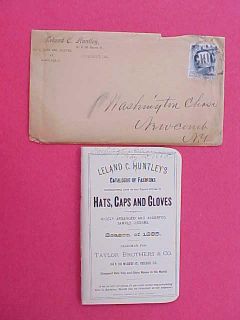 Illinois Chicago 1885 Leland Huntley Hat Gloves Ad Cover Great Catalog
