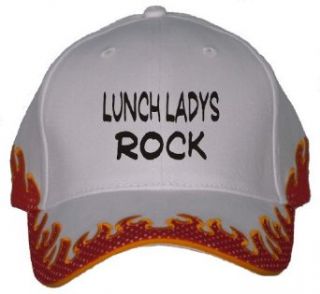 Lunch Ladys Rock Orange Flame Hat / Baseball Cap: Clothing