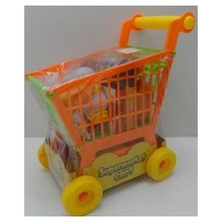 Supermarket Grocery Shopping Cart With Play Food Toys