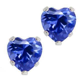 00 Ct .925 Sterling Silver Tanzanite Blue CZ Heart Shape Stud