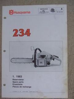 1983 Husqvarna Model 234 Chain Saw Spare Parts Catalog Outdoor Power