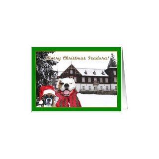 Merry Christmas Isadora boxer dogs Card: Office Products