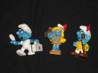 Vintage 1970s 1980s Smurf Figures Over 2 Tall Each Cool
