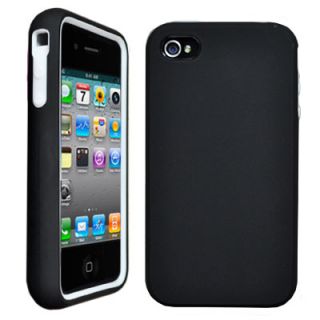 HYBRID BLACK WITH WHITE INSERT CASE FOR THE iPHONE 4   FITS BOTH ATT