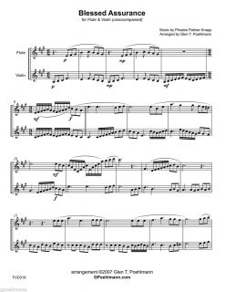 Hymn Arrangements for Flute Violin Duet Sheet Music Free US Shipping