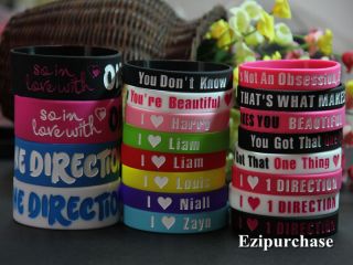Love One Direction 1D One 1 Direction Silicone Rubber Wristband