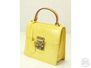 Auth Pre Owned Louis Vuitton Vernis Yellow Spring Street Handbag Purse