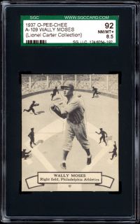 1937 O Pee Chee 109 Wally Moses SGC 92 Lionel Carter
