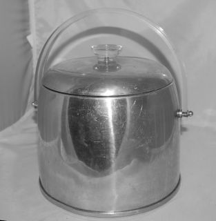Vintage Kromex Aluminum Ice Bucket with Lucite Handle