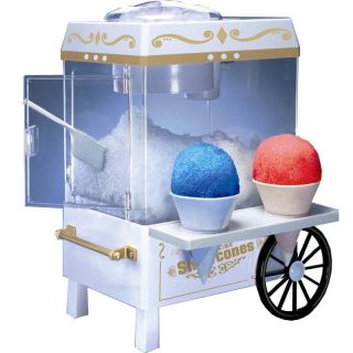 New Nostalgia Electric Snow Cone Shave Ice Machine Cart 200 Free Cone