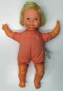Vintage 1987 Ideal Newborn Thumbelina Cloth Vinyl Blonde 10 inch Baby