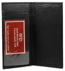RFID Identity Theft Protection Black Checkbook Cover Wallet Pen Slot