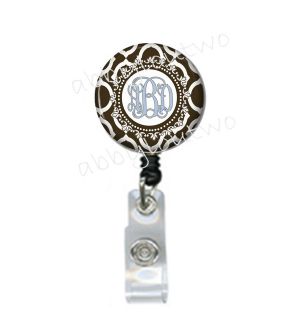 Retractable ID Badge Holder Personalized with Initials