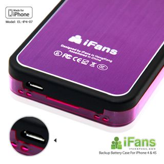 Ifans Ultra Slim Brushed Aluminum Battery Case Charger for iPhone4 4S