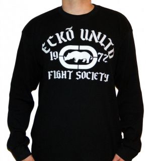 New Ecko Unltd MMA Fight Society Thermal Long Sleeve Black T Shirt