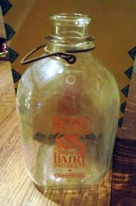 Vintage Gallon Glass Milk Bottle Jug Deans Dairy Champaign Ill