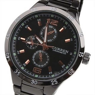 fashion men s black dial gold number black band wrist watch 00208323 1