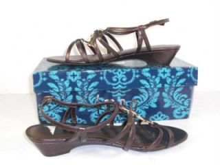 Impo Ramses Bronze Brown Gold Sandals Shoes Pearl Metal Ornaments 8.5